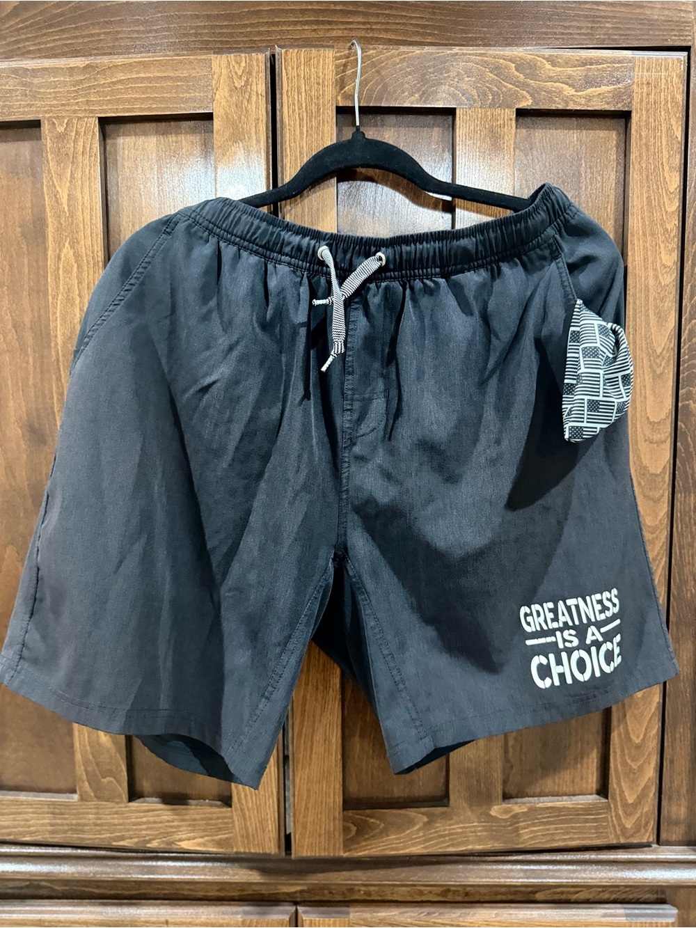 BURLEBO Black Athletic Drawstring Shorts with 'Greatness Is A Choice' Print
